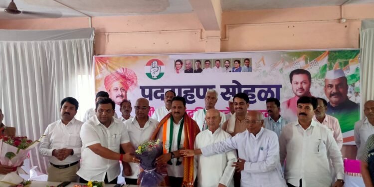 काँग्रेस भवनात उमेश राजेनिंबाळकर यांचा भव्य पदग्रहण सोहळा; संघटन बळकटीचा निर्धार